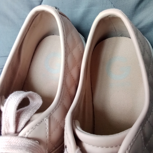 Women's G By Guess Quilted Dusty Rose Faux Leather Lace Up Sneakers Pink & White - Picture 6 of 16